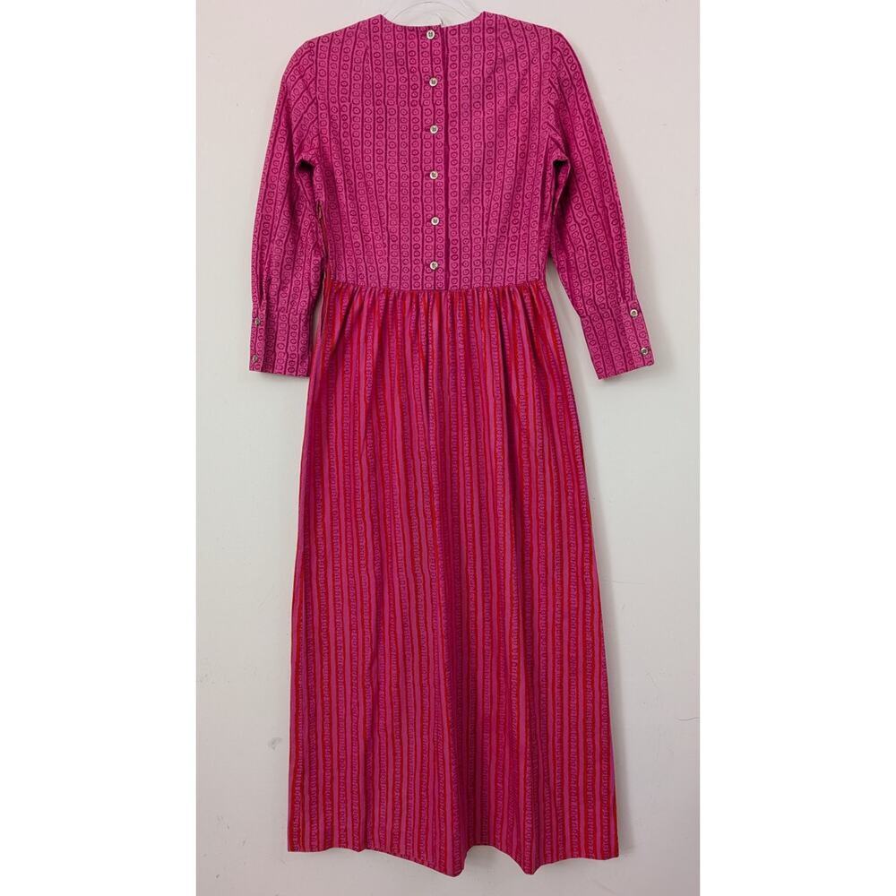 RARE Marimekko Pink Kukkaraita Design Vuokko Nurmesniemi 60s Cotton Maxi Dress - Picture 6 of 15